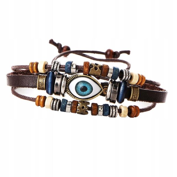 Bracciale Vintage Multistrato in Pelle PU Intrecciata regolabile unisex
