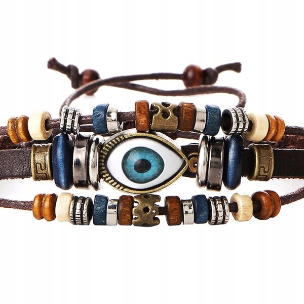 Bracciale Vintage Multistrato in Pelle PU Intrecciata regolabile unisex