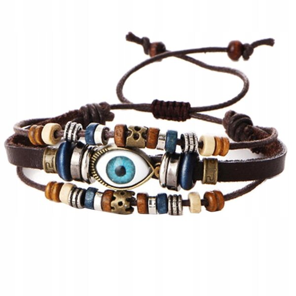 Bracciale Vintage Multistrato in Pelle PU Intrecciata regolabile unisex