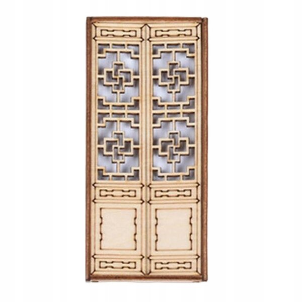 Poppenhuis miniatuur ongeverfde houten buitendeuren set van 3