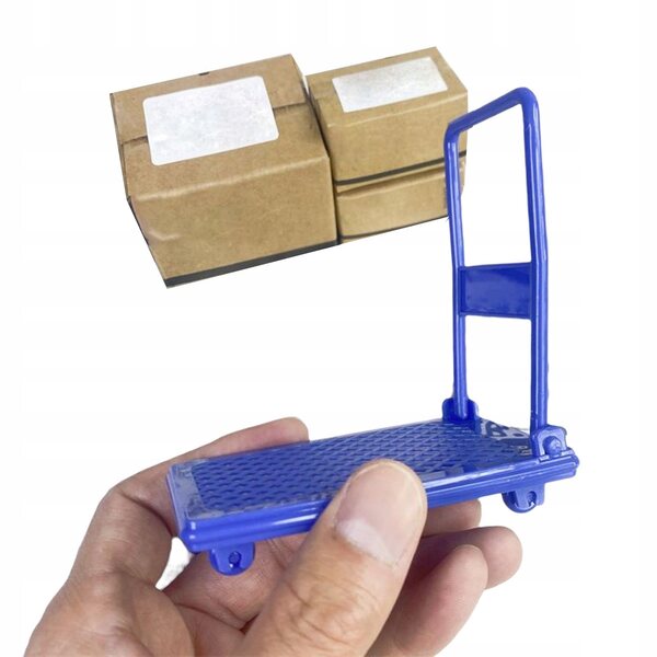 1:12 Blauer Mini-Puppenhauswagen aus Holz, dekoratives Accessoire