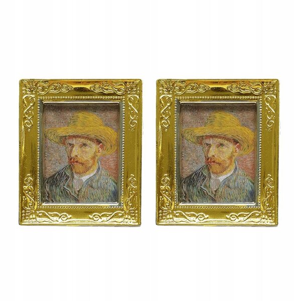 2 goldene Rahmen 1:12 Miniaturen für Fotos Puppenhausdekorationen