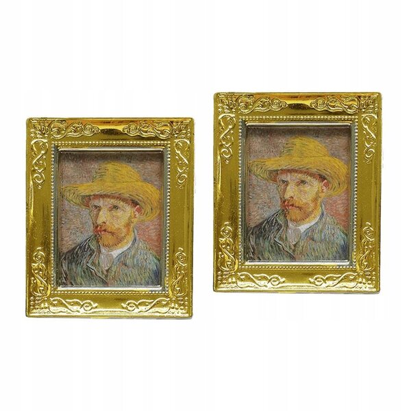 2 goldene Rahmen 1:12 Miniaturen für Fotos Puppenhausdekorationen