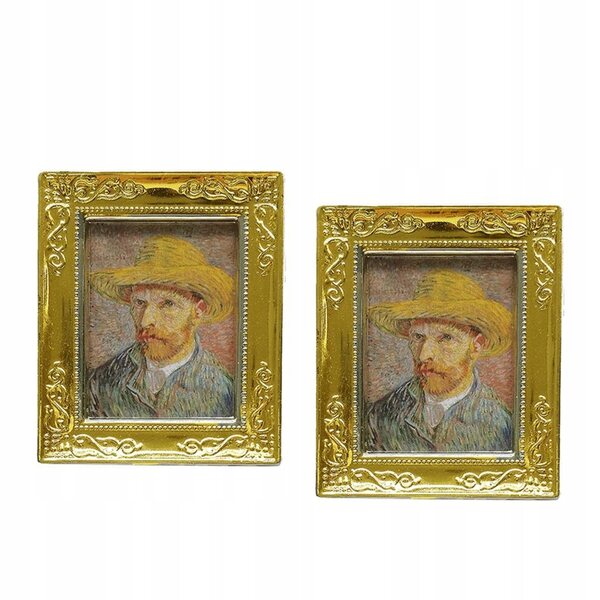 2 goldene Rahmen 1:12 Miniaturen für Fotos Puppenhausdekorationen