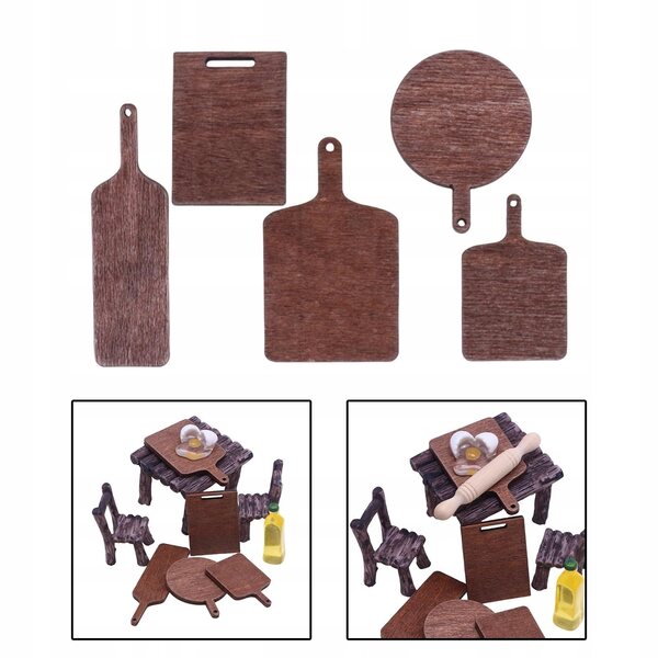 Lot de 5 planches à découper miniatures en bois pour jeu de cuisine pour enfants