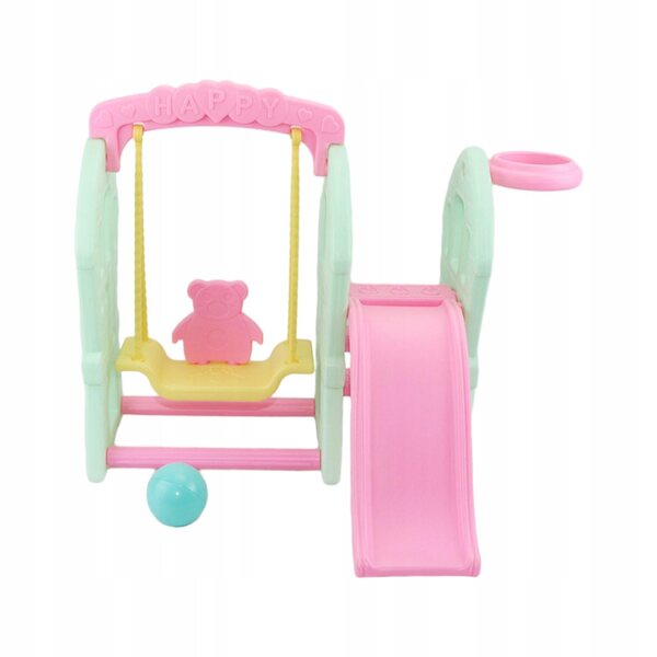 Set Altalena e Scivolo per Bambole 45x36,5 cm Gioco Creativo in Legno Rosa