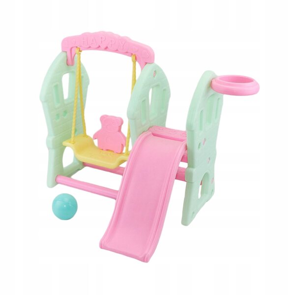Set Altalena e Scivolo per Bambole 45x36,5 cm Gioco Creativo in Legno Rosa