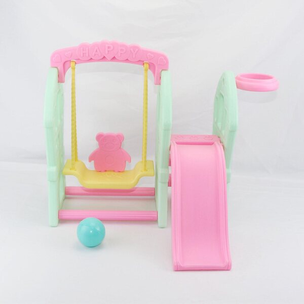 Set Altalena e Scivolo per Bambole 45x36,5 cm Gioco Creativo in Legno Rosa