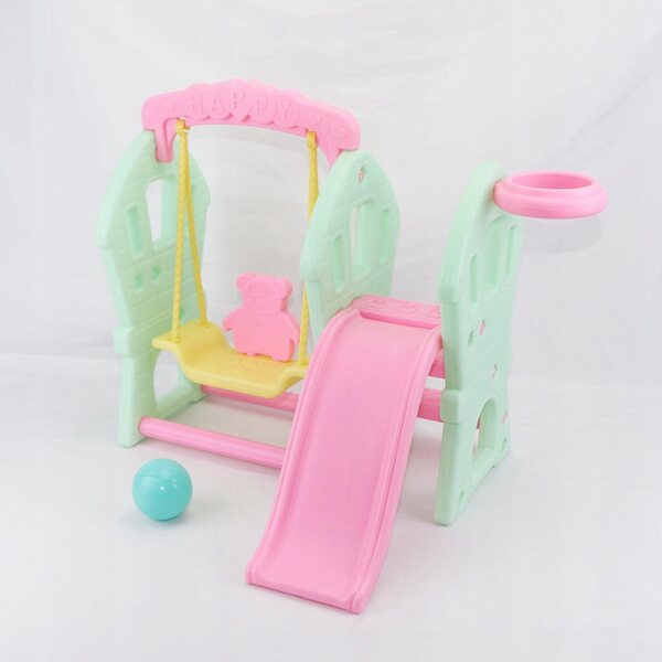 Set Altalena e Scivolo per Bambole 45x36,5 cm Gioco Creativo in Legno Rosa