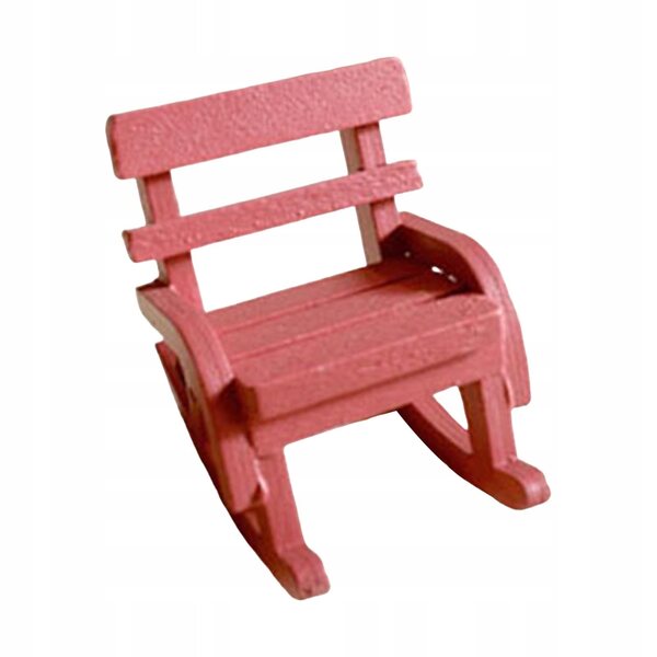 Mini sedia a dondolo in legno per casa delle bambole colore rosa 5x7x6.9 cm