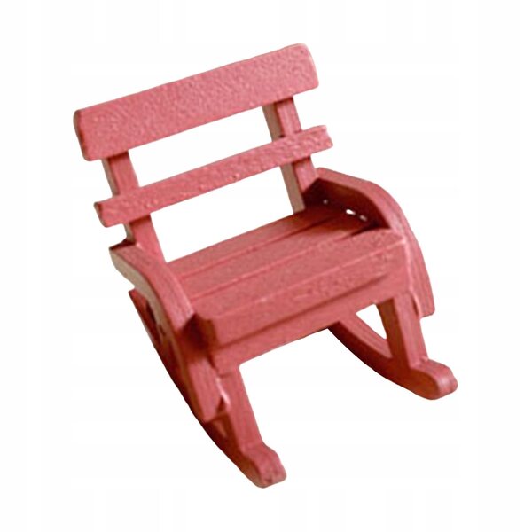 Mini sedia a dondolo in legno per casa delle bambole colore rosa 5x7x6.9 cm
