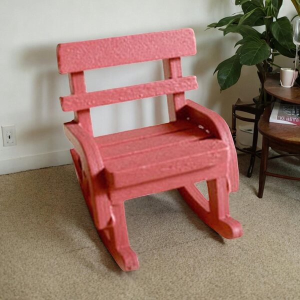 Mini sedia a dondolo in legno per casa delle bambole colore rosa 5x7x6.9 cm