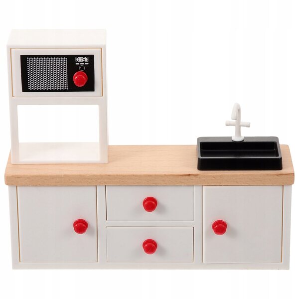 Mini Mobili Cucina in Legno con Lavello Bianco per Casa delle Bambole