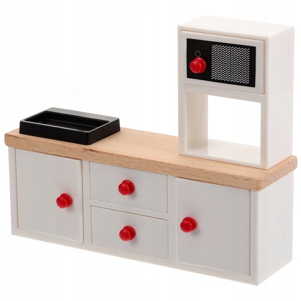 Mini Mobili Cucina in Legno con Lavello Bianco per Casa delle Bambole