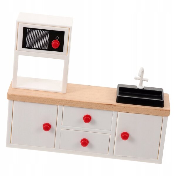 Mini Mobili Cucina in Legno con Lavello Bianco per Casa delle Bambole