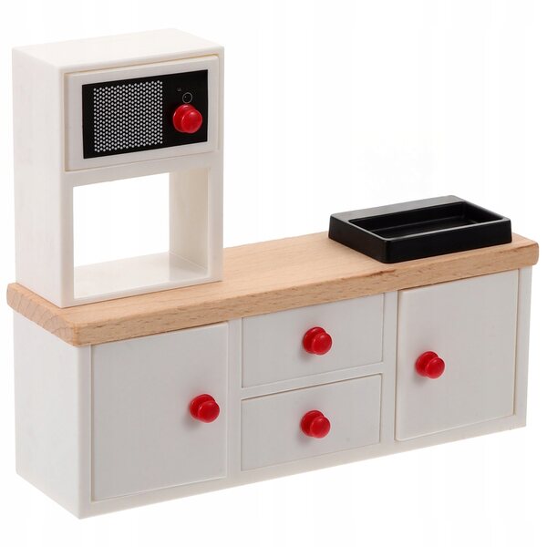 Mini Mobili Cucina in Legno con Lavello Bianco per Casa delle Bambole