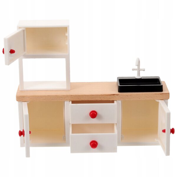 Mini Mobili Cucina in Legno con Lavello Bianco per Casa delle Bambole