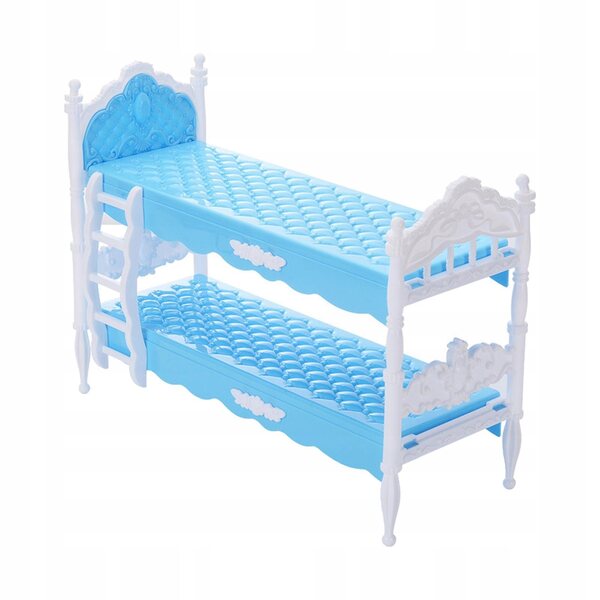Letto a castello in miniatura per casa delle bambole scala 1:12 blu in legno