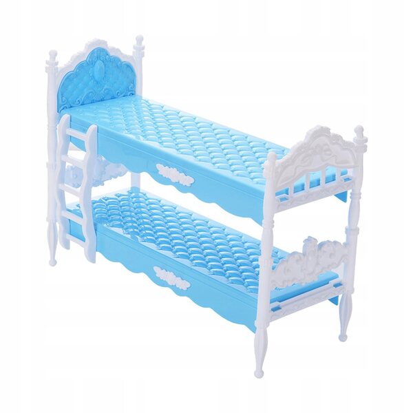 Letto a castello in miniatura per casa delle bambole scala 1:12 blu in legno