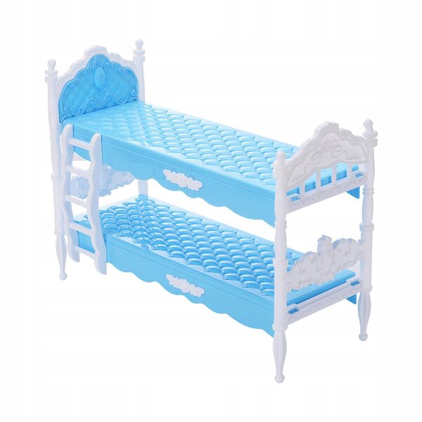 Letto a castello in miniatura per casa delle bambole scala 1:12 blu in legno
