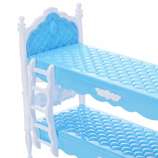 Letto a castello in miniatura per casa delle bambole scala 1:12 blu in legno