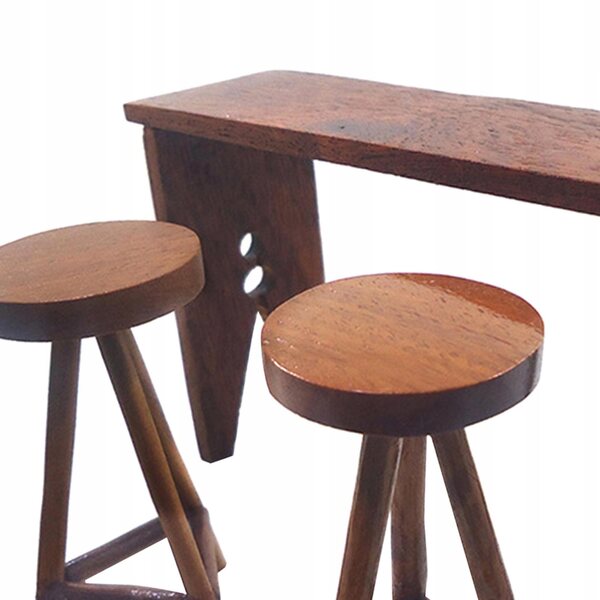 Mini-Holztisch und Stühle-Set im Maßstab 1:12 für das Puppenhaus