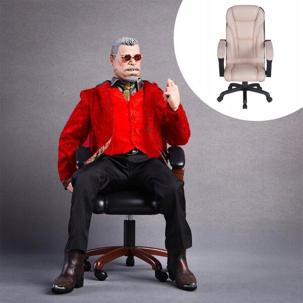 Mini sedia da ufficio scala 1:6 per statuetta da 12 pollici beige - modello in plastica