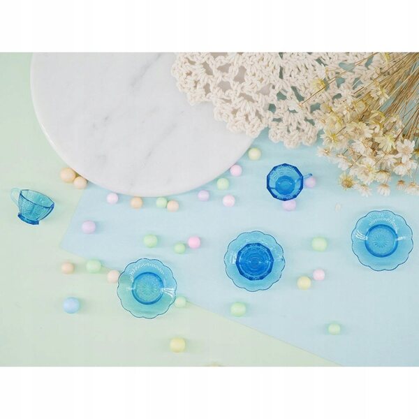 Set 8 Pezzi Miniature Tazze da Tè Blu per Casa delle Bambole 1:12