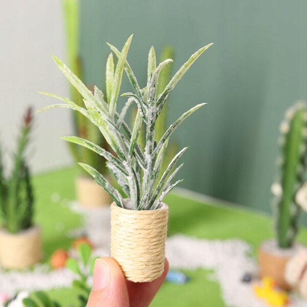 Bonsai-Miniatur für Puppenhaus, grüne Holzdekoration, 9 cm