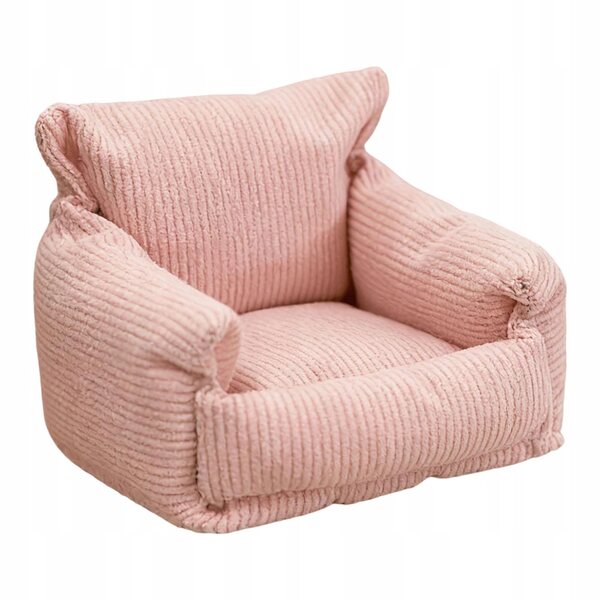 Mini divano rosa per casa delle bambole in legno e tessuto scala 1:12