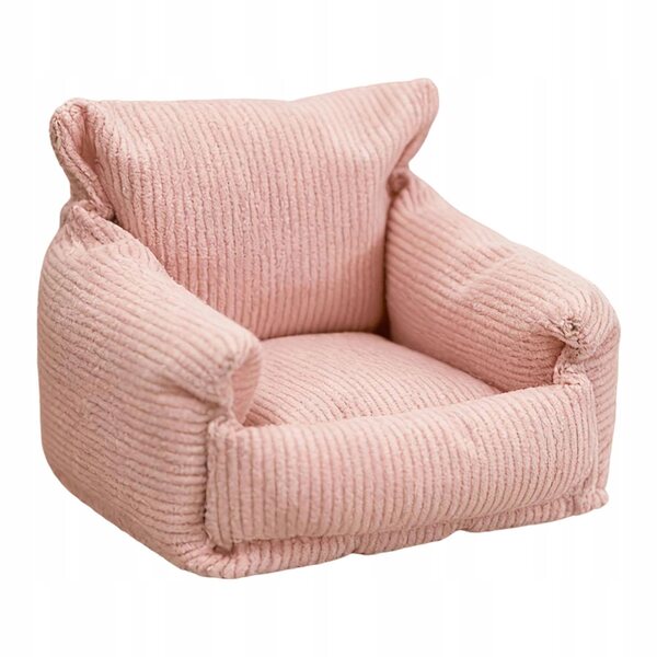 Mini divano rosa per casa delle bambole in legno e tessuto scala 1:12
