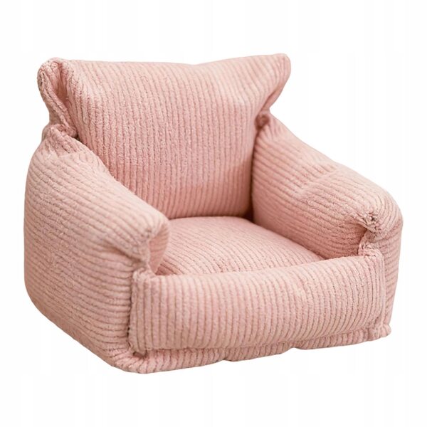 Mini divano rosa per casa delle bambole in legno e tessuto scala 1:12