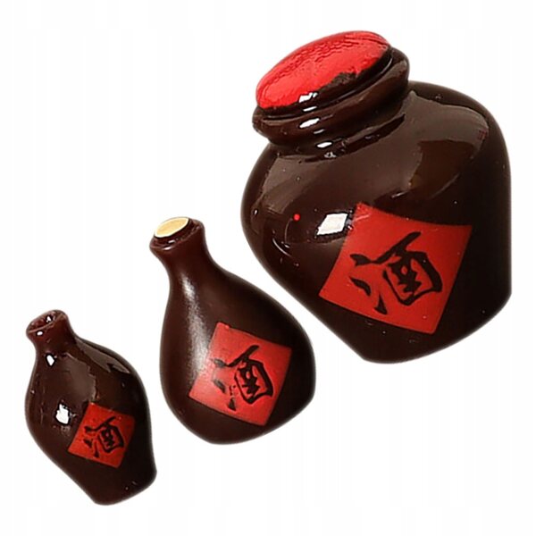 Mini bottiglie di vino in resina set 3 pezzi per casa delle bambole decorativa
