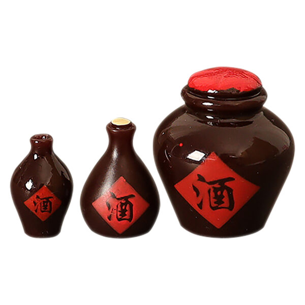 Mini bottiglie di vino in resina set 3 pezzi per casa delle bambole decorativa