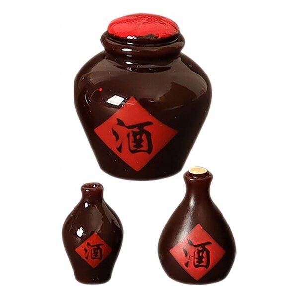 Mini bottiglie di vino in resina set 3 pezzi per casa delle bambole decorativa