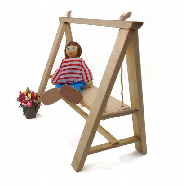 Miniatura Dondolo in Legno per Set Giardino - Accessorio Decorativo Premium