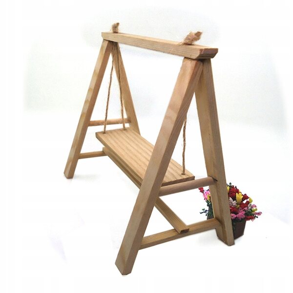Miniatura Dondolo in Legno per Set Giardino - Accessorio Decorativo Premium