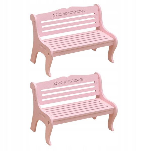 Dekorative Mini-Holzbank in Rosa für Haus und Garten, 2er-Set
