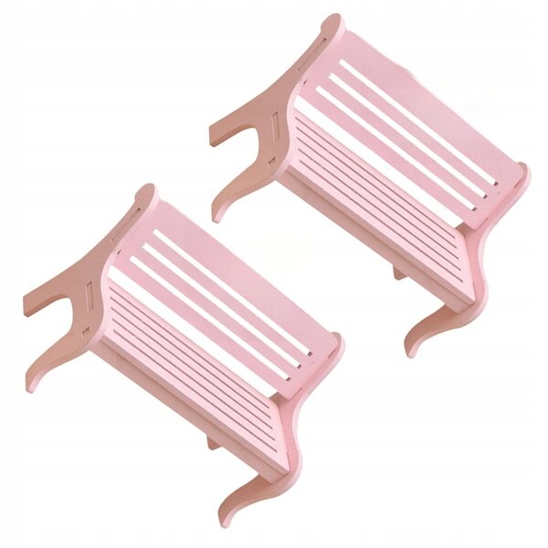 Dekorative Mini-Holzbank in Rosa für Haus und Garten, 2er-Set