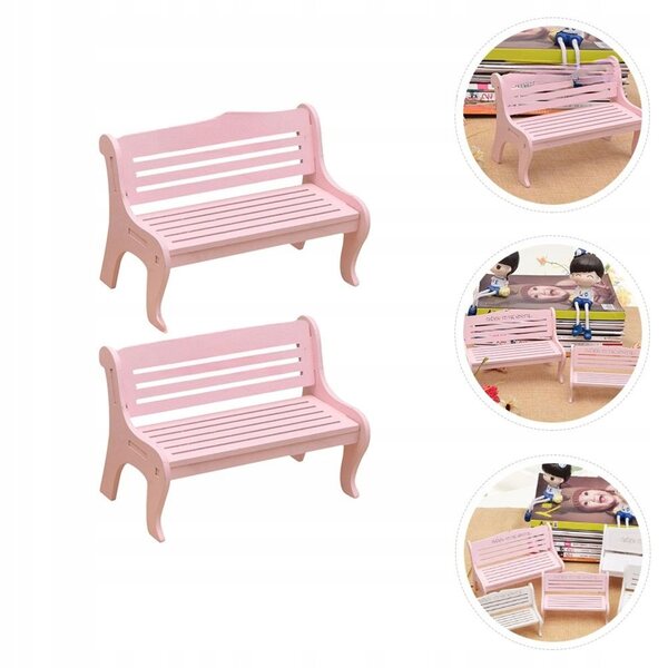 Dekorative Mini-Holzbank in Rosa für Haus und Garten, 2er-Set