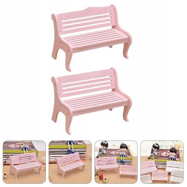 Dekorative Mini-Holzbank in Rosa für Haus und Garten, 2er-Set