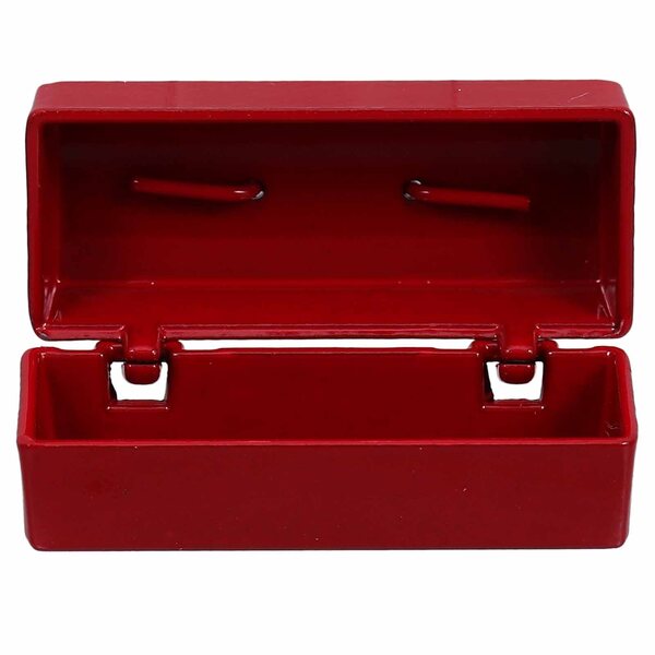 Mini cassetta degli attrezzi rossa per casette di bambole, realistica e interattiva