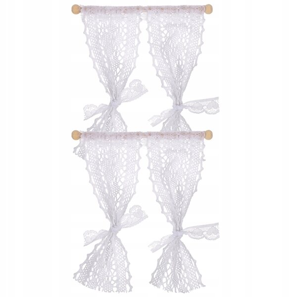 Lot de 2 mini rideaux en dentelle pour maison de poupée blanche 13x11,5 cm