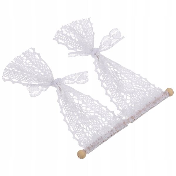 Lot de 2 mini rideaux en dentelle pour maison de poupée blanche 13x11,5 cm