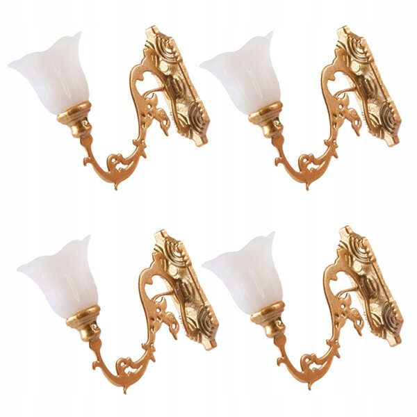 Mini lampade da parete per modellismo 4 pezzi in ABS con luce calda gialla