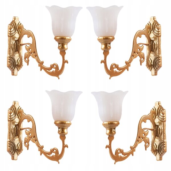 Mini lampade da parete per modellismo 4 pezzi in ABS con luce calda gialla