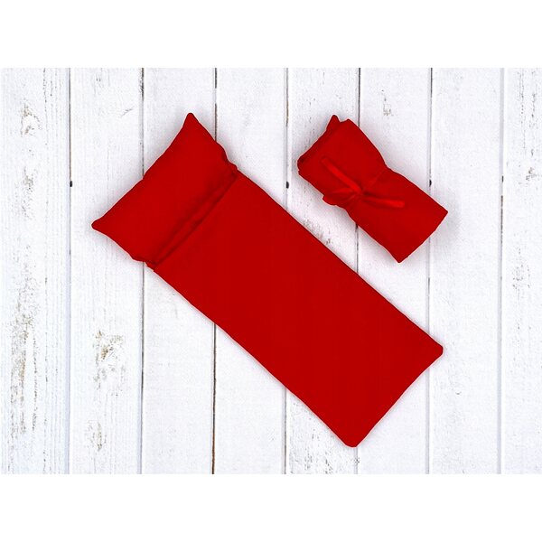 Sacco a Pelo Rosso in Cotone per Bambole fino a 30 cm con Cuscino Incluso