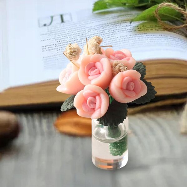 Miniatura bonsai per casa delle bambole 1:12 in argilla e vetro rosa