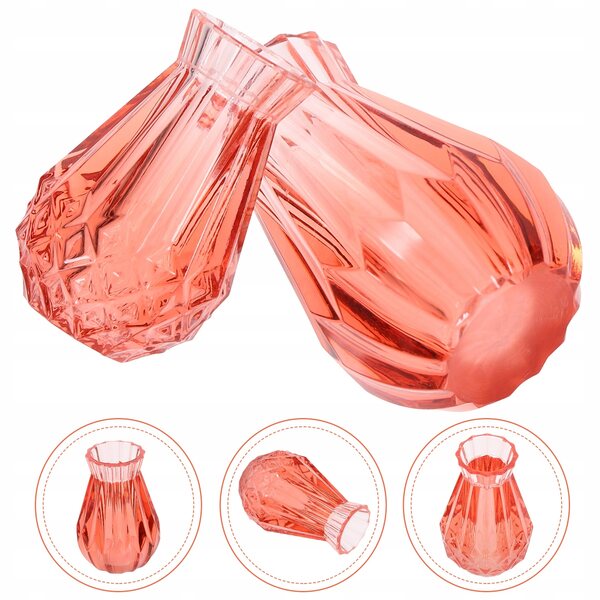 Mini-Dekovasen für Puppenhäuser aus rosa PVC – 2-teiliges Set