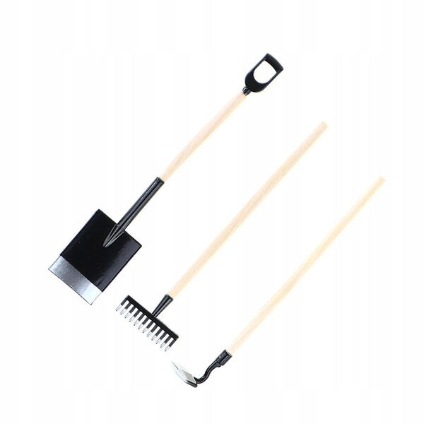 Set 3 Miniature Strumenti da Giardino 1/12 per Casa delle Bambole Nero